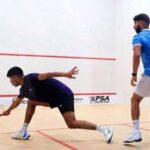 Pakistan's Noor Zaman (left) can be seen in action during the qualifying round of the British Open Squash Championship against Egypt's Kareem El Torkey in this undated image.