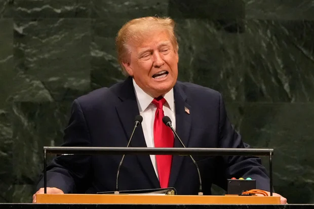 Donald Trump speaks during the United Nations General Assembly in New York on September 22, 2026.